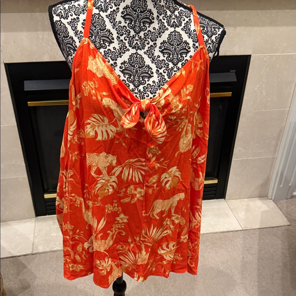 Torrid Vibrant Orange Camisole with Gold Print